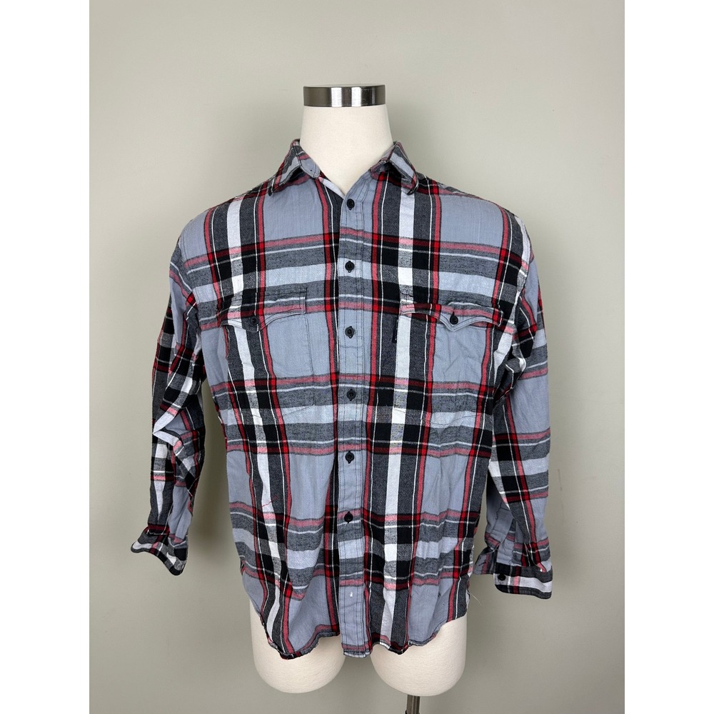 Vintage Levi's Better Clothes Plaid Flannel Shirt Mens Large Gray‎ Red Button Up